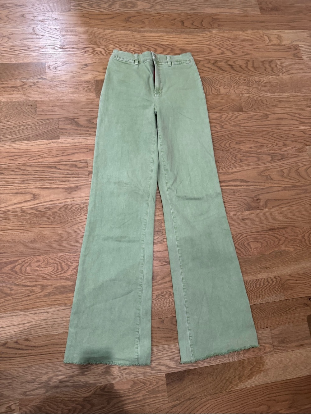Alice + Olivia Pastel Green Wide-Leg Jeans